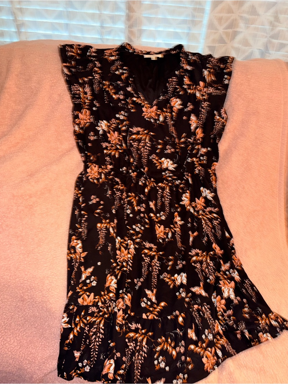 Knox Rose Black Midi Dress with Orange Floral Print